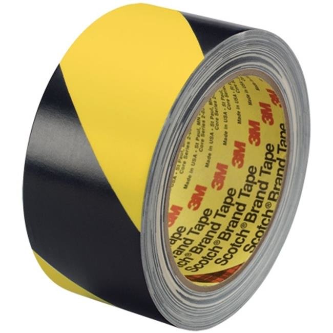 3M T96757022PK Black & Yellow Striped Vinyl Tape, 2 in. x 36 Yards - Pack of 2 - 2 Per Case